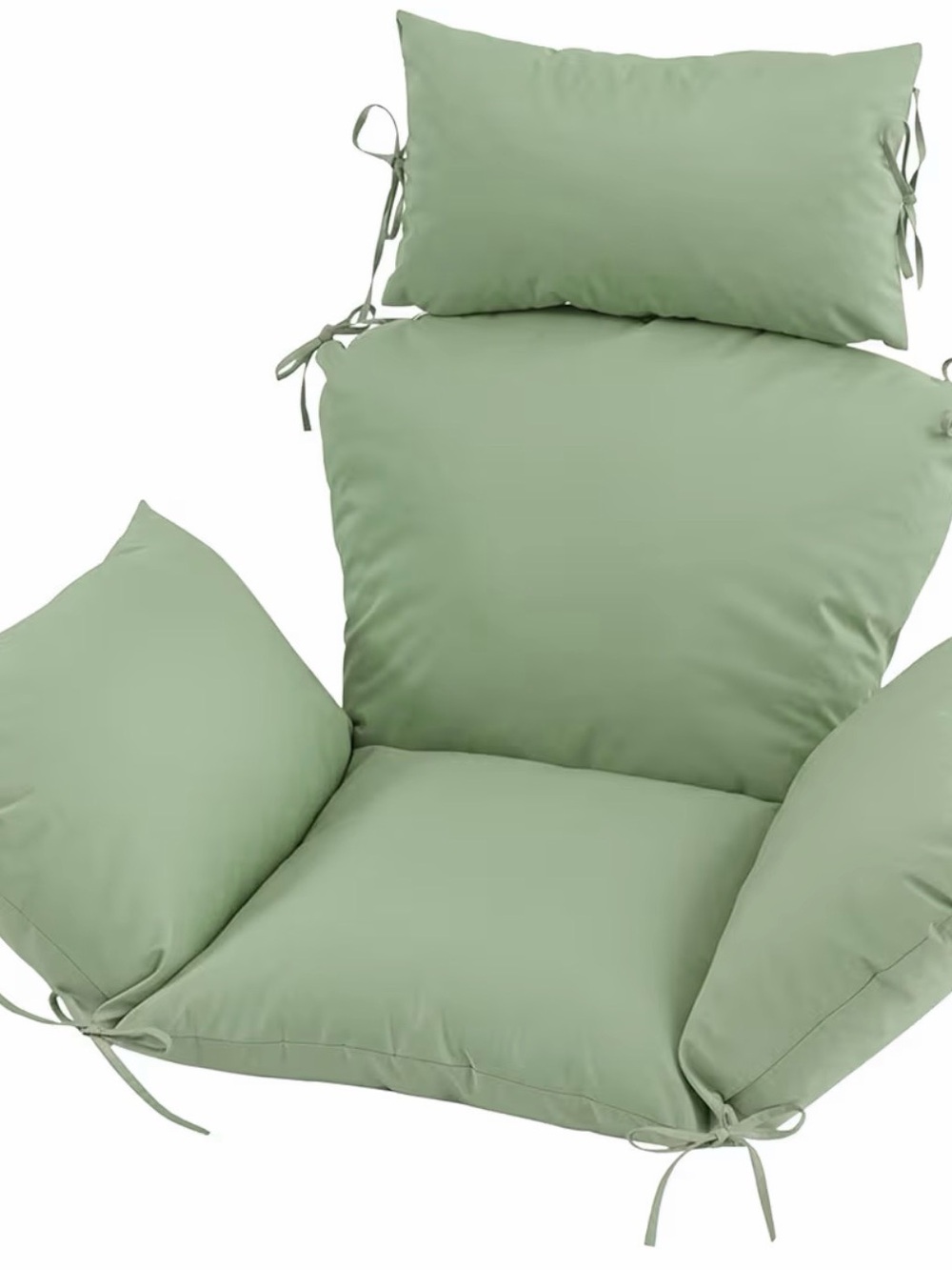 Egg shaped green chair outdoor cushion sage green hanging chair